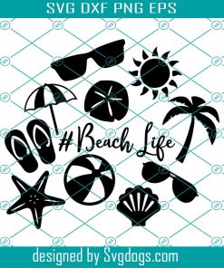Beach Life Bundle Svg, Machines Svg, Beach Ball Svg, Sun Svg, Palm Tree Svg, Sunglasses Svg, Sea Shell Svg, Starfish Svg