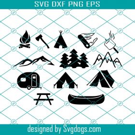 Camping Icon Bundle Svg, Machines Svg, Axe Svg, Marshmallow Svg, Tent ...
