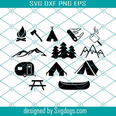 Camping Icon Bundle Svg, Machines Svg, Axe Svg, Marshmallow Svg, Tent ...