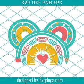 Mickey Ears Rainbow Svg, School Svg, Teaching Supply Svg