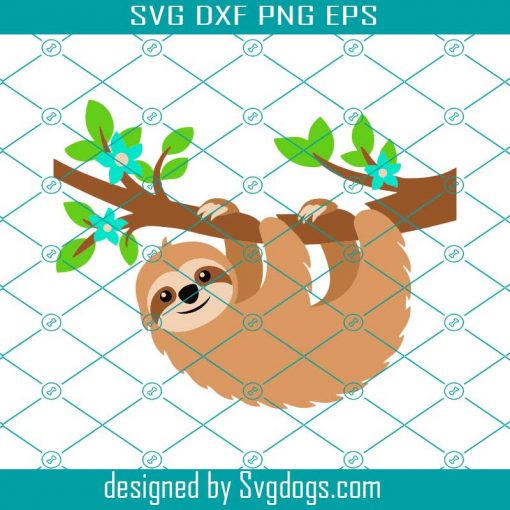 Sloth Svg, Sloth Birthday Svg, Hanging Sloth Svg, Files Clipart Svg, Print Ai And Svg