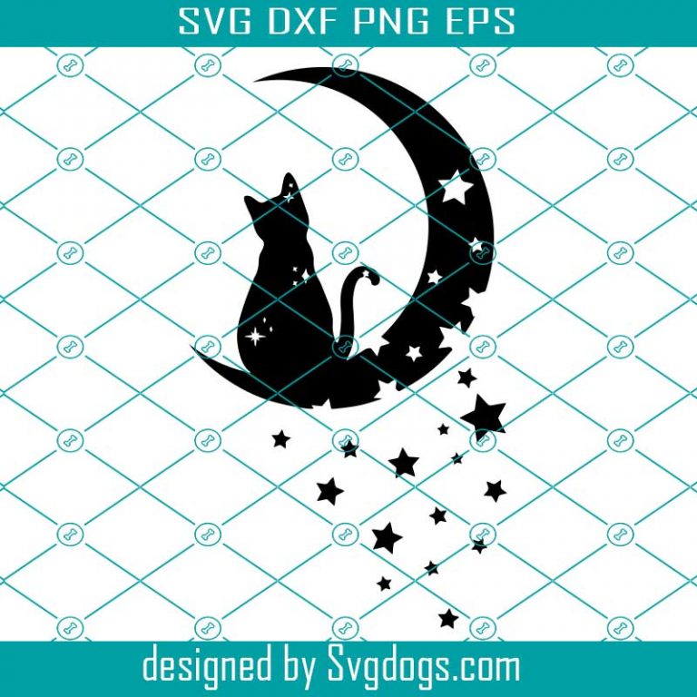 Moon Cat Svg, Cat Svg, Moon Star Animal Svg, Luna Cat Svg, Cat With ...