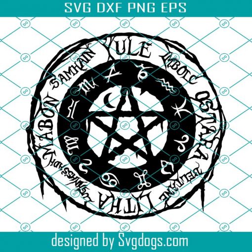 Wicca Svg, Pagan Svg, Wheel Of The Year Svg, Calendar Svg, Pentagram Svg