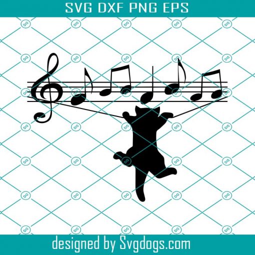 Notes And Cat Svg, Music Notes And Kitten Svg, Treble Clef Svg