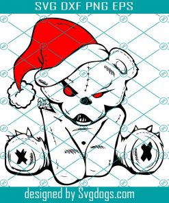Angry Bear In A Christmas Hat Svg, File For T-shirt Design Svg, Christmas Svg, Bear Svg