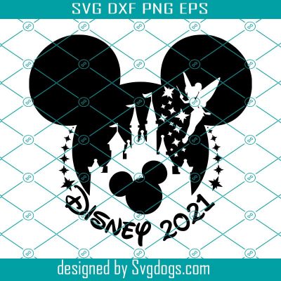 Disney 2021 Svg, Disney Castle Mickey Mouse Head Silhouette Tinker Bell ...