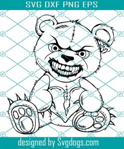 Evil Bear With Broken Heart Svg, Bear Svg, Animal Svg, Halloween Svg