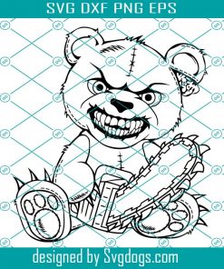 Evil Bear With Chainsaw Svg, Bear Svg, Halloween Svg, Animal Svg