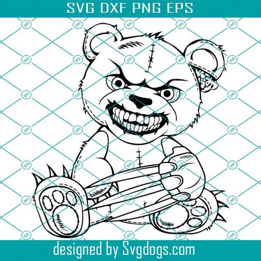 Evil Bear With Freddy Krueger Knives Svg , Animal Svg, Bear Svg, Halloween Svg