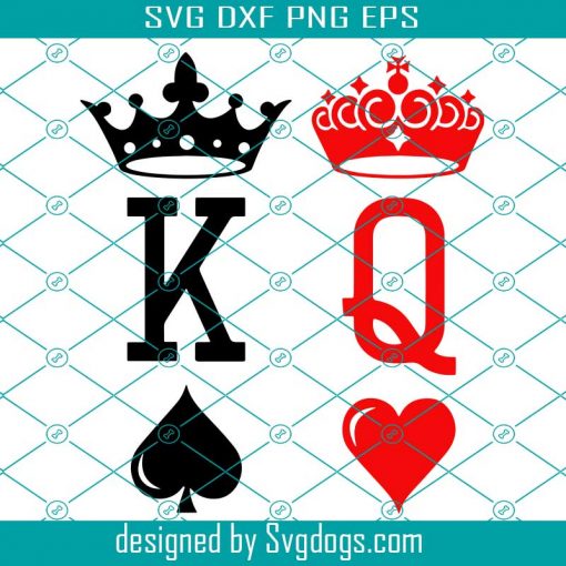 King And Queen Svg, King Of Spades Svg, Queen Of Hearts Svg, Playing ...