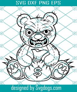 Rich Teddy Bear Svg, Bag Of Money Svg, Animal Svg, Halloween Svg