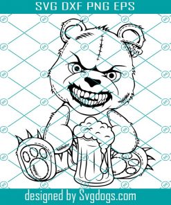 Polar Teddy Bear Svg, Beer Lover Svg, Angry Bear Svg, Red Eyes Svg, Mug Of Beer Svg, Halloween Svg