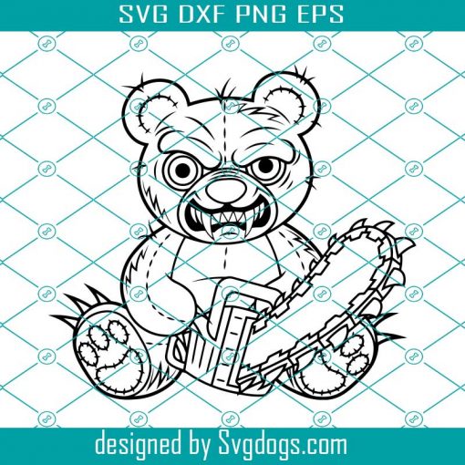 Teddy Bear Killer Svg, Chainsaw Svg, Creepy Bear Svg, Halloween Svg