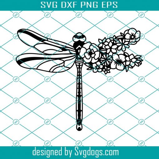 Dragonfly With Flowers Svg, Dragonfly Svg, Vinyl Decal Svg, Dragonfly Decal Svg, Animal Svg