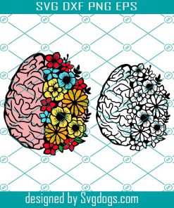 Floral Brain Svg, Mental Health Svg, Anatomy Svg, Medical Svg , Commercial Use Svg, Flower Svg