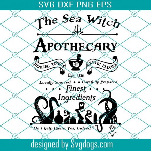 Sea Witch Apothecary Svg, Tshirt Design Svg, Villain Svg, Halloween Party Svg, Vacation Svg