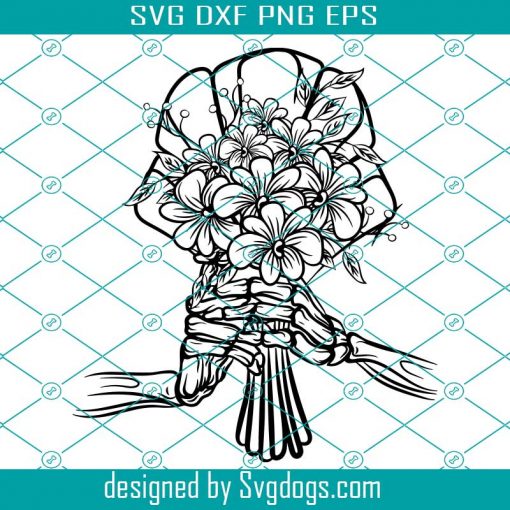 Skeleton Hands Bouquet Svg, Love Bone Flowers Tattoo Decal T-Shirt Gift Wall Art Svg, Flower Svg