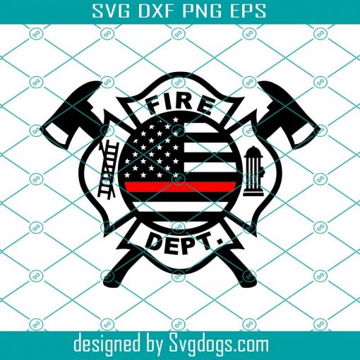 Thin Red Line Fire Dept Svg, Logo Svg, Vinyl Cutter Ready Svg, CNC Clipart Graphic 0389 Svg