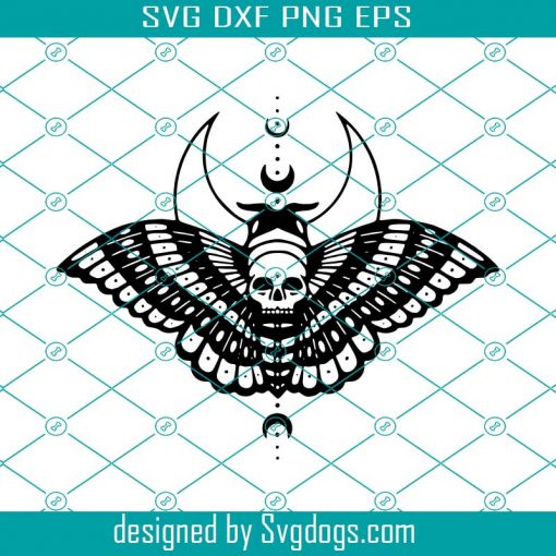 Death Moth Crescent Moon Svg, Silhouette Halloween Decals Svg, Halloween Moon Svg, Death Halloween Svg