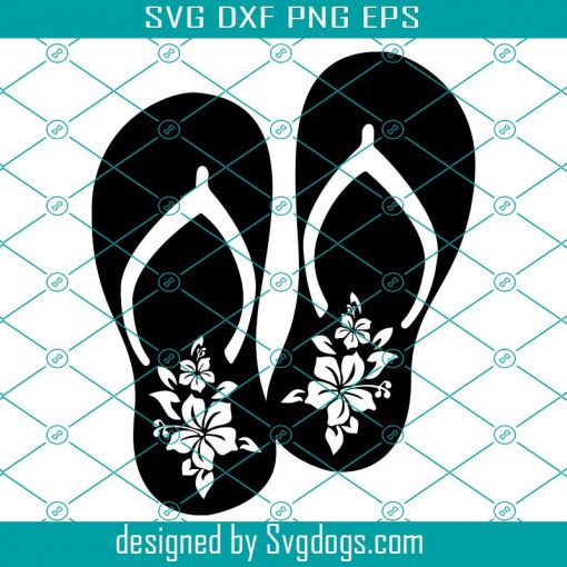 Hibiscus Flip Flops Svg, Flip Flops Tropical Svg, Flip Flops Svg, Summer Svg