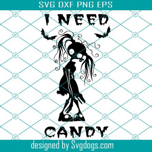 I Need Candy Svg, Cute Girl Zombie Clipart Svg , Cute Halloween Zombie Svg