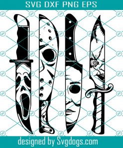 Horror Movie Characters In Knives Svg, Michael Myers Svg, Jason Voorhees Svg, Friday 13th svg