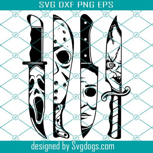 Horror Movie Characters In Knives Svg, Michael Myers Svg, Jason Voorhees Svg, Friday 13th svg