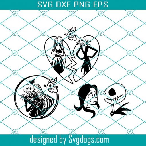 Jack And Sally Heart Svg File, Jack Skellington Svg,The Nightmare Before Christmas Svg