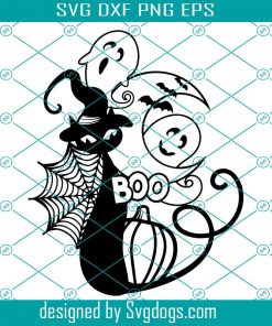 Halloween Svg Black Cat, Spider Web Svg, Ghost Svg