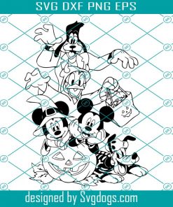 Mickey Mouse Friends Halloween Outline Svg, Stitch Svg, Coloring Page Svg