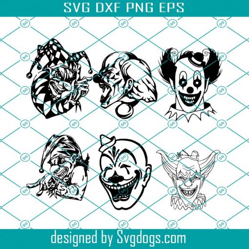 Scary Clowns Svg, Halloween Svg, Clown Svg, Horror Svg, Bundle Svg