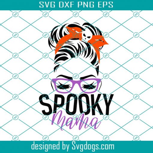 Halloween Spooky Mama Svg, Girl Messy Bun Svg, Woman Headband Svg, Hair Bun Svg