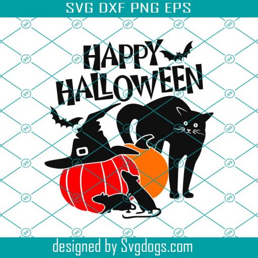 Happy Halloween Svg, Halloween Svg, Rat Svg, Cat Svg, Pumpkin Svg