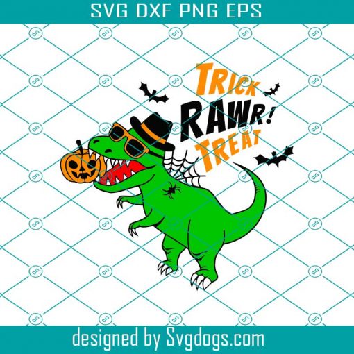 Dinosaur Halloween Svg, Halloween T rex Svg, Trick Rawr Treat Svg