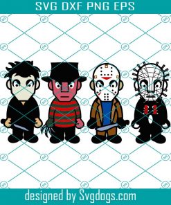 Halloween Svg, Horror Characters Svg, Cartoon Chibi Squad Svg