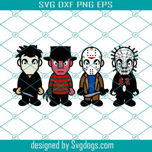 Halloween Svg, Horror Characters Svg, Cartoon Chibi Squad Svg