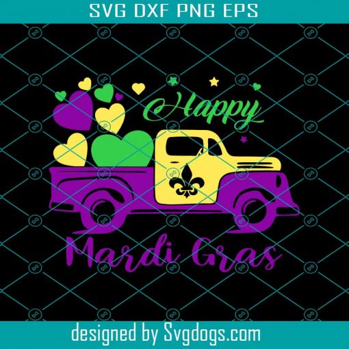 Happy Mardi Gras Truck Svg, Mardi Gras Svg, Truck Svg, Fleur De Lis Svg, Mardi Gras For Kids Svg