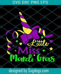 Little Miss Mardi Gras Svg, Unicorn Mardi Gras Svg, Halloween Svg