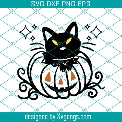 Black Cat Halloween Svg, Happy Halloween Svg, Pumpkin Halloween Svg, Cat Lover Halloween Svg