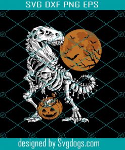 Dinosaur Skeleton T rex Scary Svg, Halloween Svg, Halloween Dinosaur Svg, Trick Or Treat Svg, Halloween Pumkin Svg
