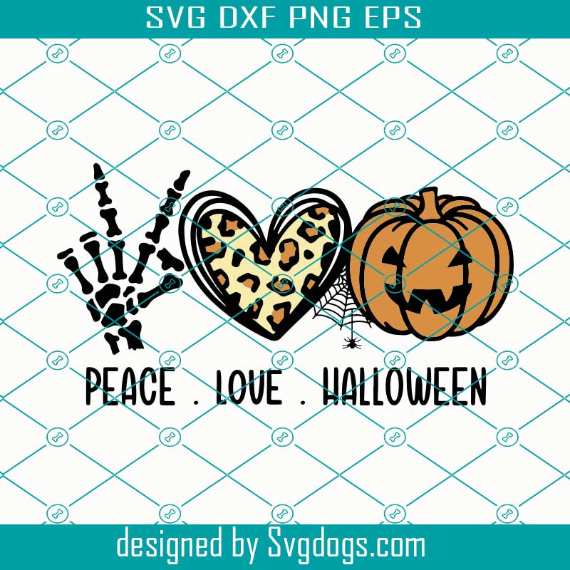 Peace Love Halloween Svg, Pumpkin Svg, Halloween Svg