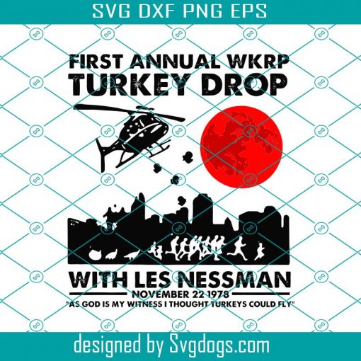 First Annual WKRP Turkey Drop With Les Nessman Svg, Thanksgiving Svg