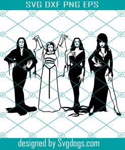 Morticia Addams Lily Munster Vampira And Elvira Svg, Addams Family Svg, Horror Goth Queens Svg