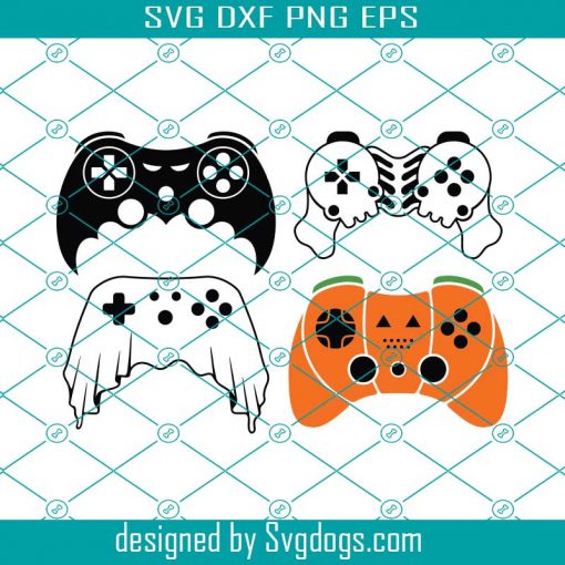 Halloween Game Controller Svg Bundle, Spooky Joysticks Svg, Funny Gamer Halloween Svg