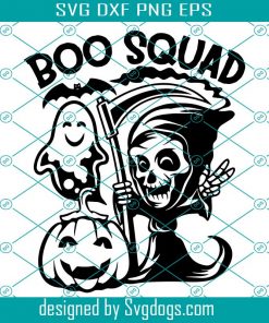 Boo Squad Svg, Halloween Svg, Grim Reaper Svg, Bat Svg, Pumpkin Svg, Spooky Svg
