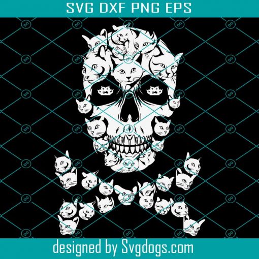 Funny Cat Svg, Skull Svg, Cat Lover Svg, Halloween Svg
