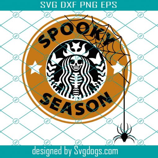 Spooky Season Starbucks Inspired Logo Halloween Spider Pumpkin Spice Fall Autumn Decor Svg, Skeleton Scary Haunted Star Coffee Svg