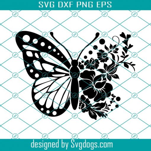 Butterfly Svg, Flower And Butterfly Svg, Cute Butterfly Svg