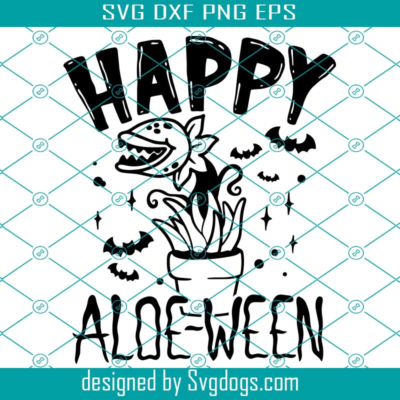 Happy Halloween Svg, Happy Aloe Svg, Ween Aloe Vera Plant Funny Carnivorous Plant Lover Color Svg
