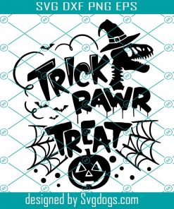 Trick Rawr Treat Svg, Happy Halloween T-Rex Dinosaur Halloween Svg, Halloween Svg